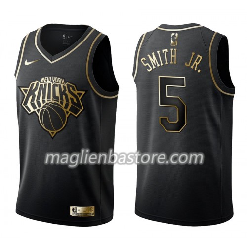 Maglia NBA New York Knicks Dennis Smith Jr. 5 Nike Nero Golden Edition ...